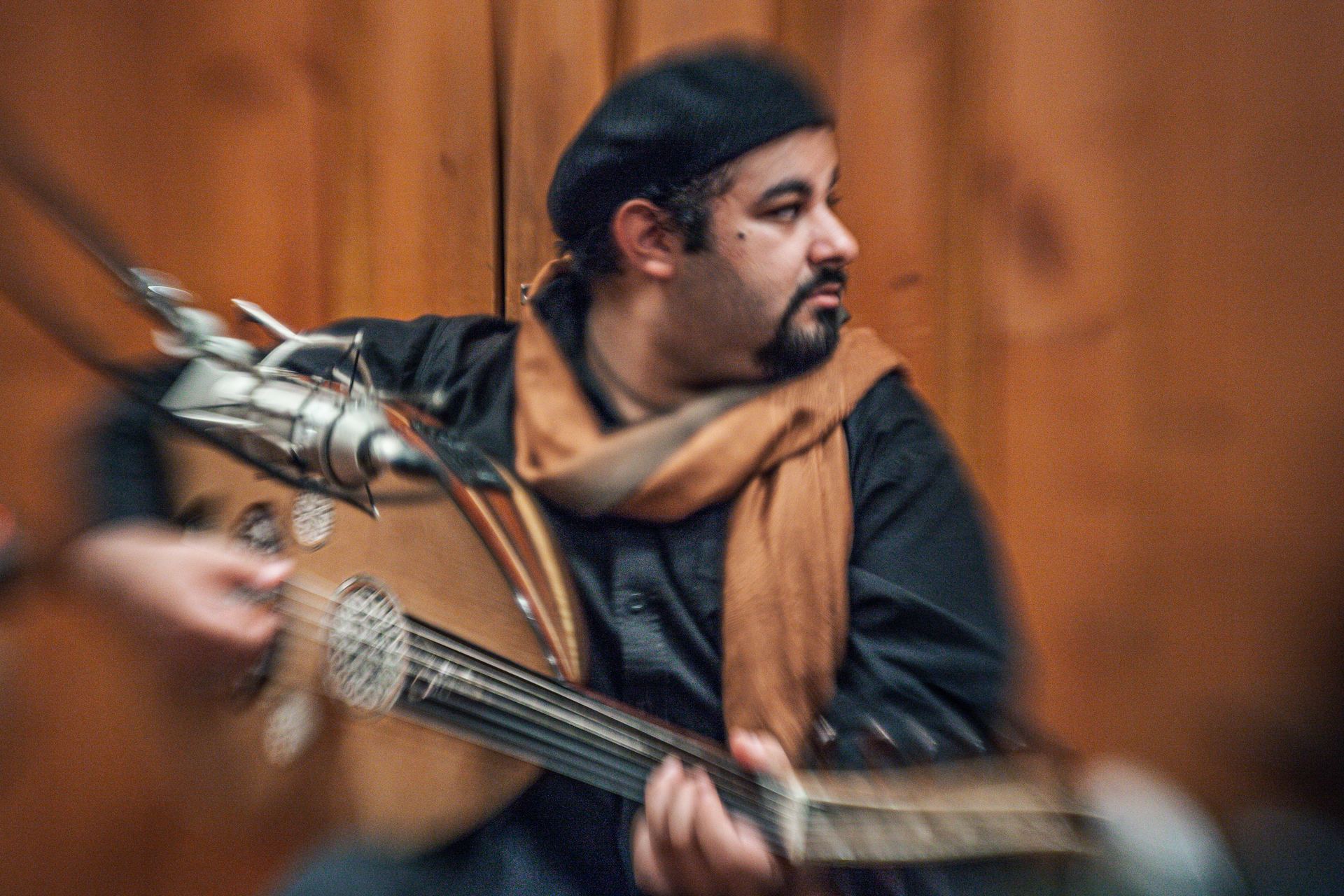 Joseph Tawadros recording The Hour of Separation in the studio