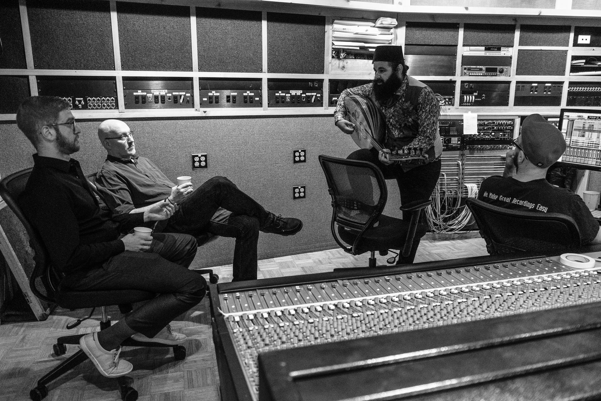 Joseph Tawadros in the studio during a recording session
