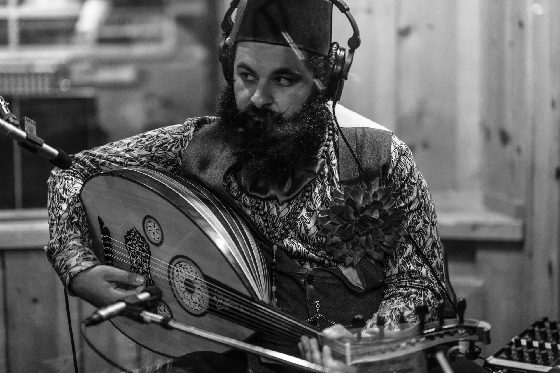 Joseph Tawadros in the studio during a recording session